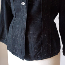 Cargar imagen en el visor de la galería, 1940s 1950s - Fabulous Black Flecked Wool Rayon Blouse - W39 (100cm)
