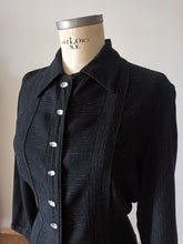 Charger l&#39;image dans la galerie, 1940s 1950s - Fabulous Black Flecked Wool Rayon Blouse - W39 (100cm)
