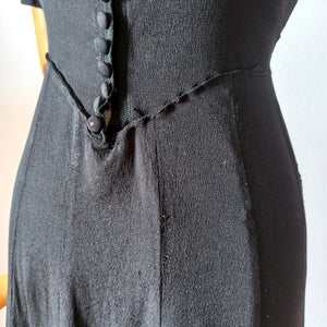 1930s - Delicious Black Crepe Dress - W28 (72cm)