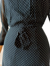 Cargar imagen en el visor de la galería, 1950s 1960s - Exquisite Black Dots Organza Silk Dress - W27.5 (70cm)
