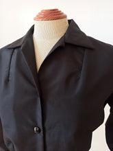 Carica l&#39;immagine nel visualizzatore di Gallery, 1950s - CHABOUD, France - Stunning Black New Look Blouse - W34.5 (88cm)
