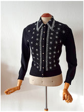Charger l&#39;image dans la galerie, 1950s - Stunning Black Beaded Angora Wool Cardigan
