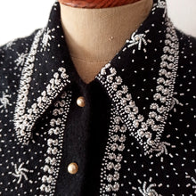 Charger l&#39;image dans la galerie, 1950s - Stunning Black Beaded Angora Wool Cardigan

