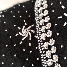 Charger l&#39;image dans la galerie, 1950s - Stunning Black Beaded Angora Wool Cardigan
