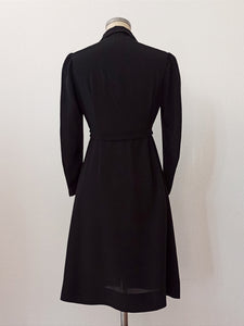 1930s - Stunning Black Rayon Bakelite Buckle Dress - W31 (80cm)