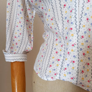 1940s 1950s - Adorable Floral Rayon Blouse - Sz.42