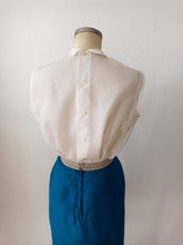 Load image into Gallery viewer, 1960s - Super Chic Electric Blue Jacket Blouse Skirt Set - W26 (66cm)
