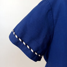Cargar imagen en el visor de la galería, 1950s 1960s - Adorable Sailor Style Popeline Blouse - Sz.46
