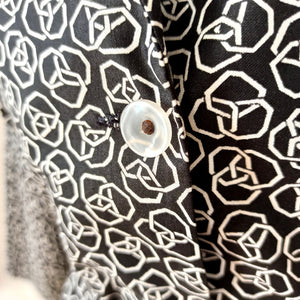 1950s 1960s - GFI, Paris - Fabulous Geometric Belted Blouse - Sz.48
