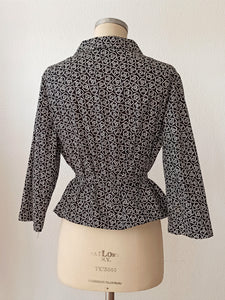 1950s 1960s - GFI, Paris - Fabulous Geometric Belted Blouse - Sz.48