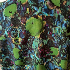 1950s - Lovely Green Abstract Fruits Rayon Blouse - Sz. 46