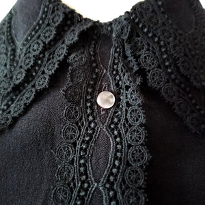 1950s 1960s - WUCO, Germany - Precious Black Crepe Blouse - Sz.44