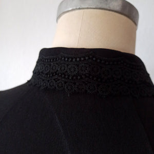 1950s 1960s - WUCO, Germany - Precious Black Crepe Blouse - Sz.44