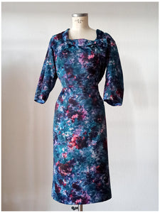 1950s - Stunning Abstract Satin Silk Dress - W36 (92cm)