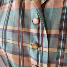 Cargar imagen en el visor de la galería, 1940s - NELLY DON, USA - Adorable Plaid Cotton Dress - W26 (66cm)
