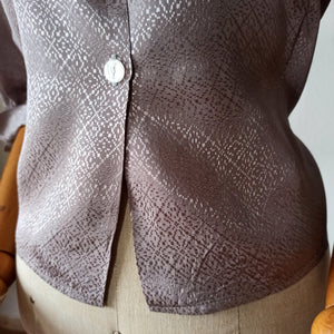 1940s - Gorgeous Lilac Textured Rayon Blouse - Sz 42