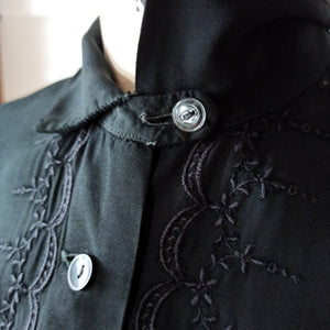 1940s 1950s - Stunning Black Rayon Blouse - W35 (90cm)