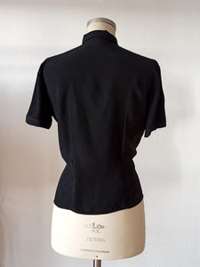 1940s 1950s - Stunning Black Rayon Blouse - W35 (90cm)