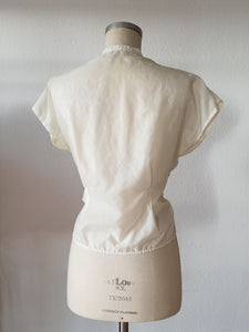 1950s - Adorable Satin Cotton Lace Blouse - W34.5 (88cm)