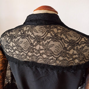 1950s - Superb Black Rayon Lace Blouse - W31 (80cm)