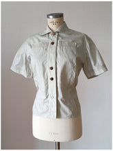 Load image into Gallery viewer, 1950s - Beautiful Light Green Textured Silk Blouse - Sz.46
