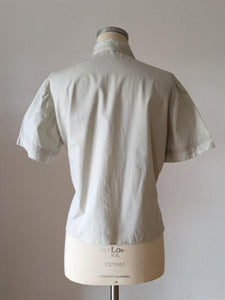 1950s - Beautiful Light Green Textured Silk Blouse - Sz.46