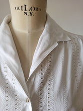 Load image into Gallery viewer, 1950s - ZETA, France - Lovely White Cotton Blouse - Sz.50
