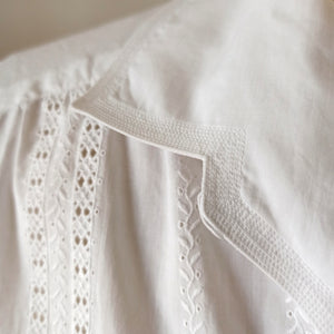 1950s - ZETA, France - Lovely White Cotton Blouse - Sz.50