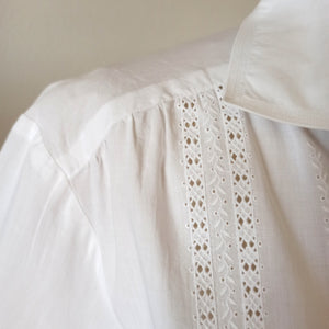 1950s - ZETA, France - Lovely White Cotton Blouse - Sz.50