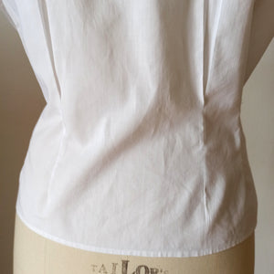 1950s - ZETA, France - Lovely White Cotton Blouse - Sz.50