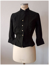 Cargar imagen en el visor de la galería, 1950s - FRENCH DEADSTOCK - Black Cotton Blouse - Sz 42
