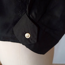 Cargar imagen en el visor de la galería, 1950s - FRENCH DEADSTOCK - Black Cotton Blouse - Sz 42

