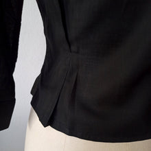 Cargar imagen en el visor de la galería, 1950s - FRENCH DEADSTOCK - Black Cotton Blouse - Sz 42
