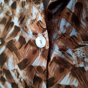 1950s - Gorgeous Abstract Rayon Blouse - Sz. 44