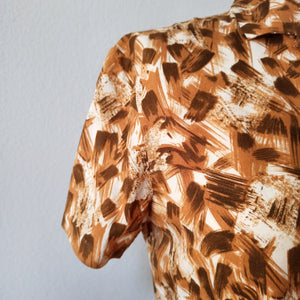 1950s - Gorgeous Abstract Rayon Blouse - Sz. 44