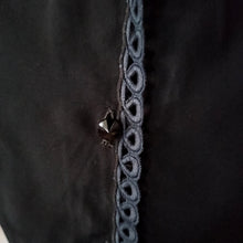 Cargar imagen en el visor de la galería, 1950s - Elegant Black Rayon  Blouse - Sz 42
