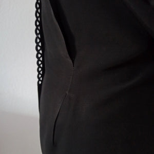 1950s - Elegant Black Rayon  Blouse - Sz 42