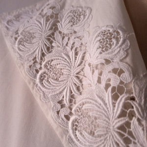 1950s - Exquisite White Cotton Blouse - Sz 42