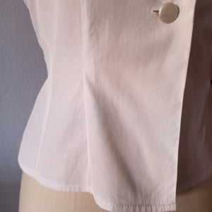 1950s - Exquisite White Cotton Blouse - Sz 42