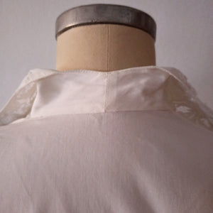 1950s - Exquisite White Cotton Blouse - Sz 42
