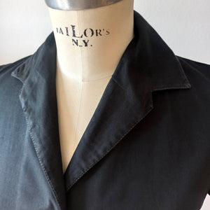 1950s - Cute Solid Black Cotton Blouse - Sz 42