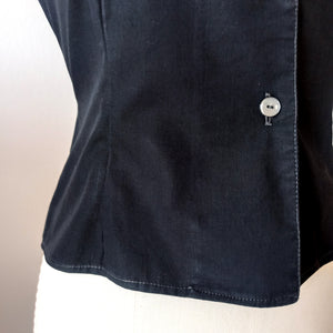 1950s - Cute Solid Black Cotton Blouse - Sz 42