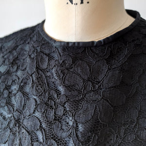 1960s - Exquisite Black Cotton Lace Blouse - Sz 44