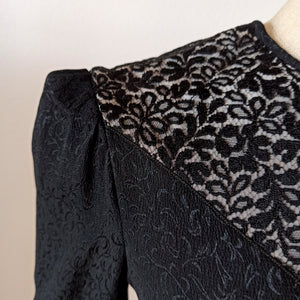 1930s - Stunning Art Deco Rayon Silk Lace Dress - W31 (80cm)