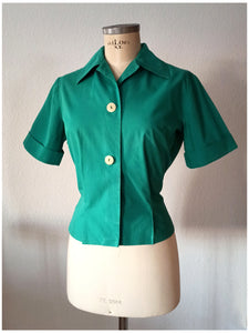 1950s - Fabulous Green Cotton Blouse - W33 (84cm)