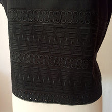 Load image into Gallery viewer, 1960s - Gorgeous Black Cotton Blouse - Sz. 44
