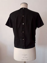 Load image into Gallery viewer, 1960s - Gorgeous Black Cotton Blouse - Sz. 44
