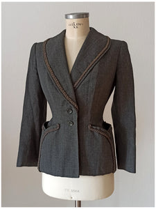 1940s - Fabulous Grey Cotton Wool Jacket - W27.5 (70cm)