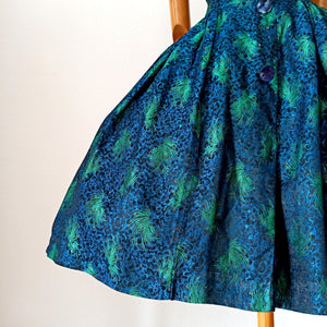 1950s - Stunning Peacock Effect Satin Dress - W26 (66cm)