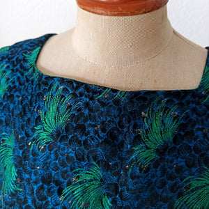 1950s - Stunning Peacock Effect Satin Dress - W26 (66cm)